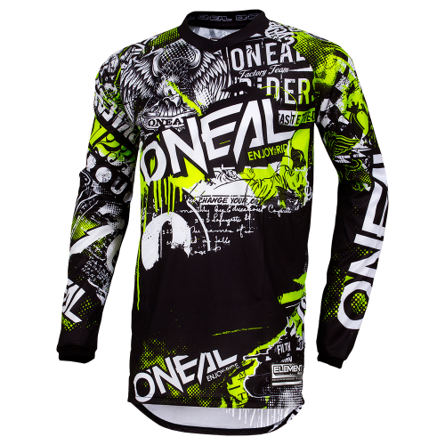 CAMISOLA O´NEAL 2021 ELEMENT ATTACK - PRETO / AMARELO NEON