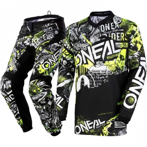 CONJUNTO O´NEAL 2021 ELEMENT ATTACK - PRETO / AMARELO NEON