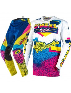 CONJUNTO O´NEAL 2021 MAYHEM CRACKLE 91 - AMARELO / BRANCO / AZUL