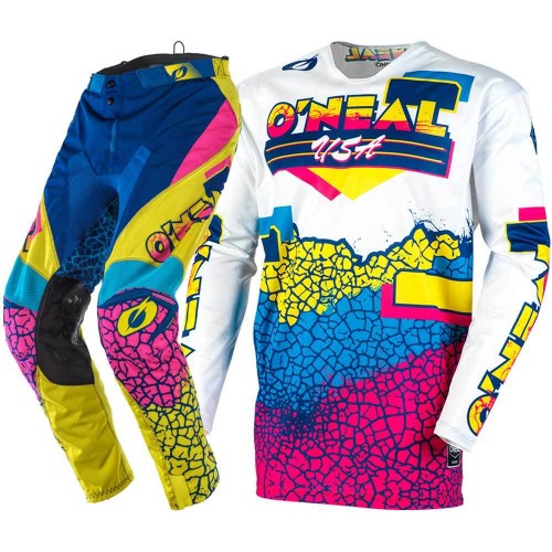CONJUNTO O´NEAL 2021 MAYHEM CRACKLE 91 - AMARELO / BRANCO / AZUL